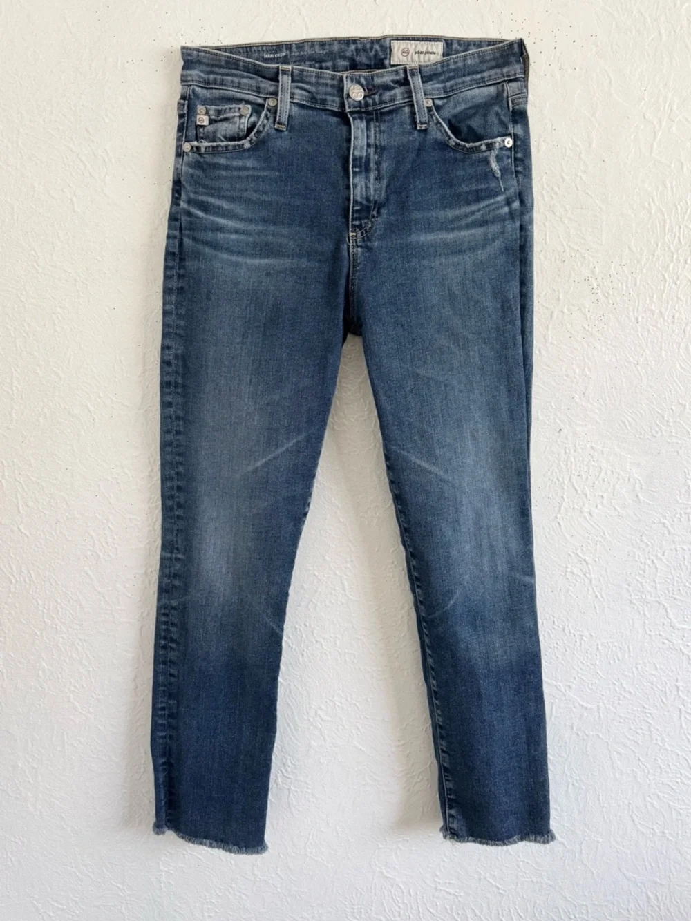 ADRIANO GOLDSCHMIED MARI RAW HEM HIGH WAIST CROP STRAIGHT LEG DENIM JEANS SZ 28 - Picture 7 of 10